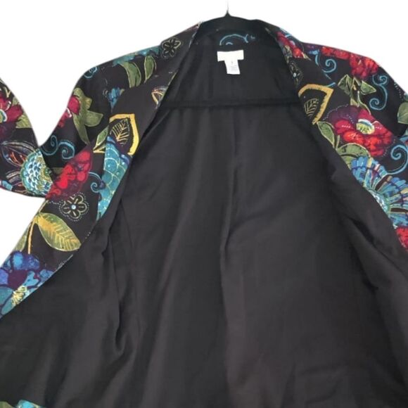 Chico's Vibrant Floral Blazer with Red and Blue Accents Size 1 M - Picture 7 of 8
